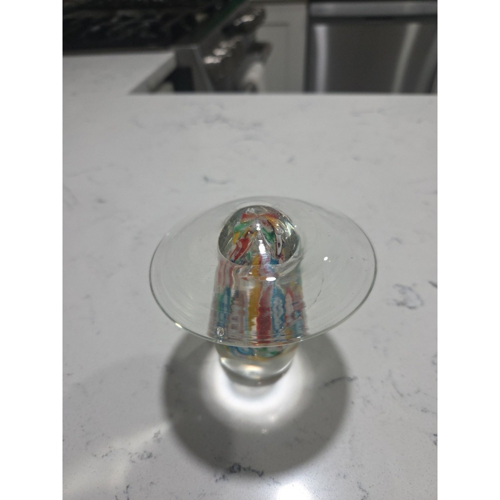 Murano Style Italian Art Glass Sculpture 3"Mushroom Paperweight - Colorful - Picture 6 of 8
